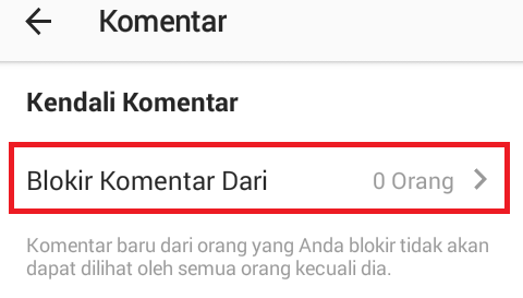 menghilangkan kolom komentar instagram