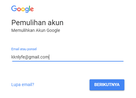 masukkan alamat email atau nomer hp terkait akun email tsbt