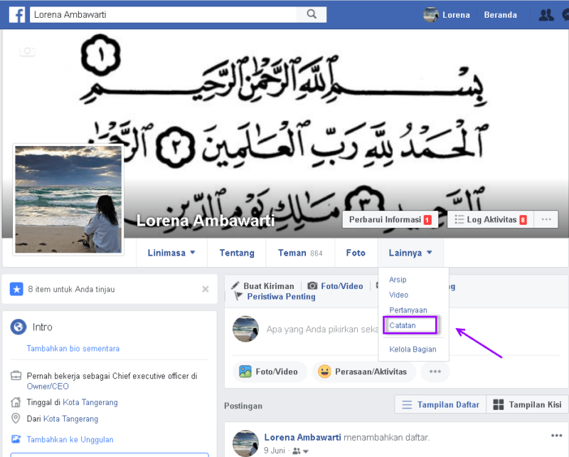 cara membuat catatan di facebook