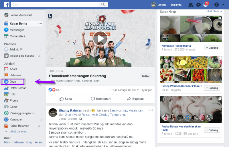 Beranda facebook