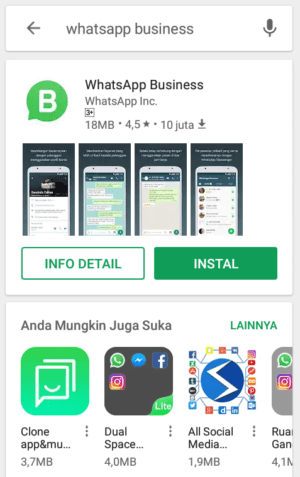 Aplikasi WhatsApp bisnis di playstore