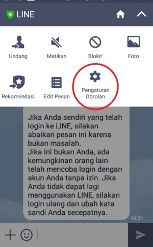 "Pengaturan obrolan" untuk mengganti background chat di Line