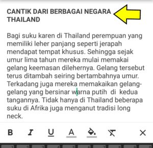 Contoh penggunaan efek bold di email