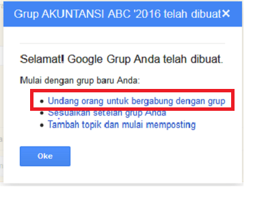 Tampilan saat kamu berhasil membuat grup milis