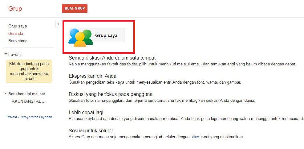 Cara membuat grup milis di Gmail dengan google group 6 Tampilan saat ingin membuka daftar grup pada Google Groups