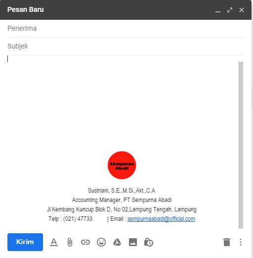 Contoh signatue email perusahaan/bisnis