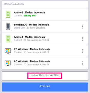 Tempat kamu login facebook