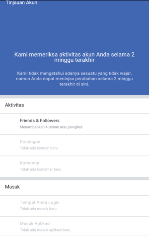 Laman tinjauan akun