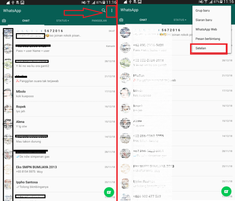 Cara membersihkan cache Whatsapp dan meringankan beban memori 2 masuk ke setting