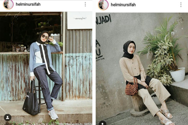 Contoh style hijab ala @Helminursifah | Source by: https://www.instagram.com/helminursifah