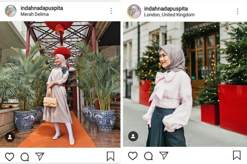 Contoh style hijab ala @Indahnadapuspita | Source by: https://www.instagram.com/indahnadapuspita