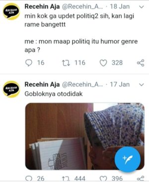 Contoh postingan akun Twitter @Recehin_Aja