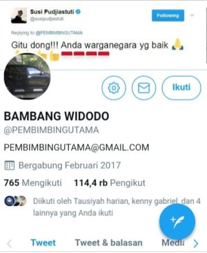 tampilan akun Twitter @PEMBIMBINGUTAMA