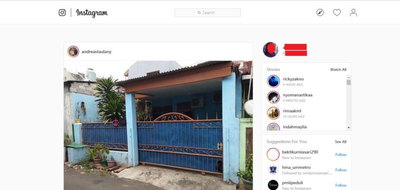 Cara membuat snapgram (instastory) lewat PC/laptop 1 Halaman awal Instagram Web