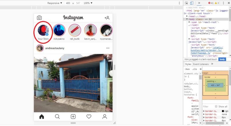 Cara membuat snapgram (instastory) lewat PC/laptop 