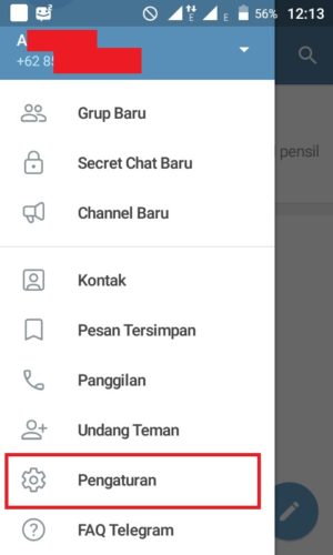 Menu pengaturan pada Telegram