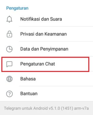 Tampilan menu "Pengaturan" di Telegram