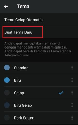 "Buat tema baru" untuk membuat tema baru