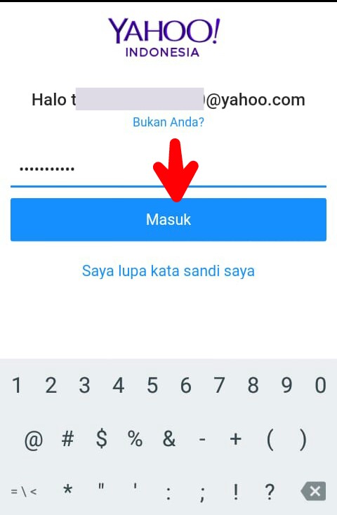 Gambar 3.2 Ketik Alamat Email Yahoo, kemudian Password