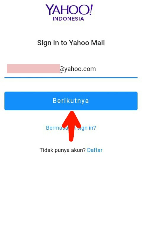 Gambar 3.2 Ketik Alamat Email Yahoo, kemudian Password