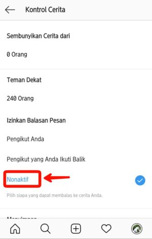 Opsi izinkan balasan pesan, kamu pilih saja nonaktif