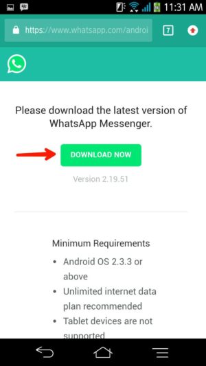 Cara mudah perbaharui aplikasi WhatsApp ke versi paling baru 4 Tap Download Now