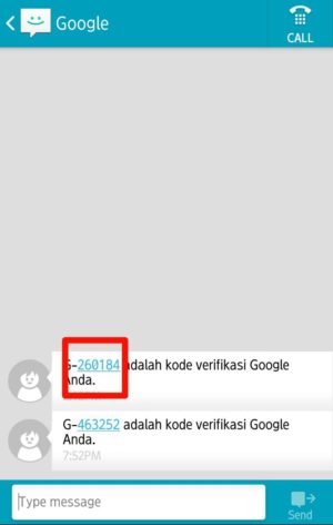 Cek kode verifikasi di SMS