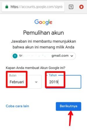 Pilih bulan dan masukkan tahun pembuatan akun gmail kamu