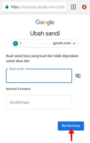 Masukkan kata sandi/password baru 