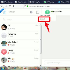 Cara menggunakan BlackBerry Messenger versi Web/Desktop 10 Tap tool titik tiga, lalu pilih logout