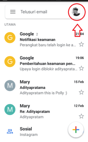 Tampilan saat masuk gmail.