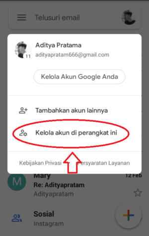 Tampilan kelola akun.