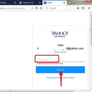 Masukkan kata sandi/password email Yahoo 