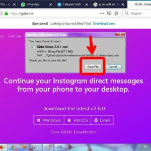 Klik save file untuk download