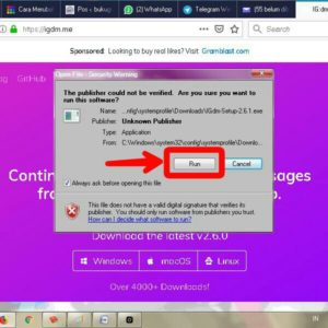 Klik Run (Jalankan aplikasi)