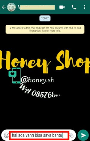 Gambar laman chat pribadi dengan kalimat pembuka/auto chat