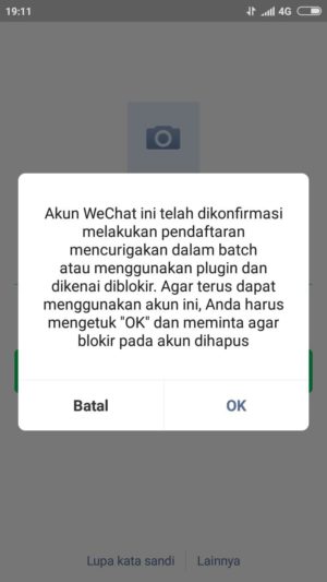 Capture gagal/kendala buat akun WeChat