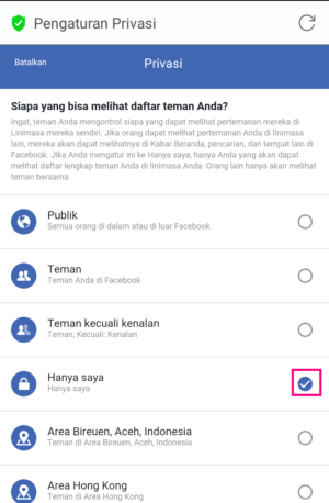 Pengaturan privasi