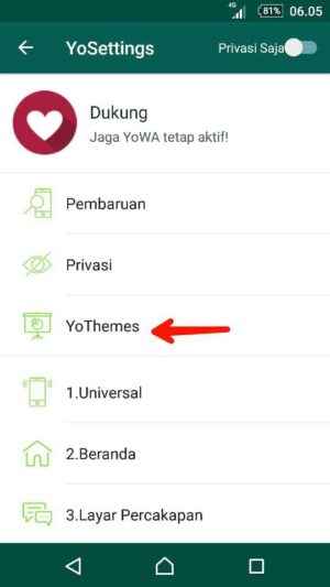 Tap menu YoThemes