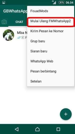 Tap muat ulang FMWhatsApp2