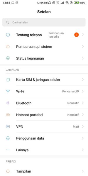 Cara mengatasi Whatsapp yang tidak bisa kirim gambar 2 masuk ke setting atau setelan