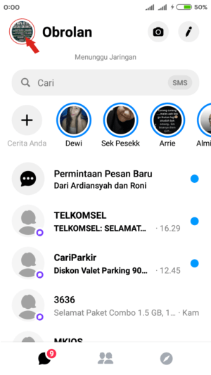 Klik ikon Profil Messenger