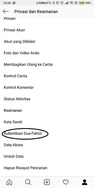 pilih Autentikasi Dua Faktor