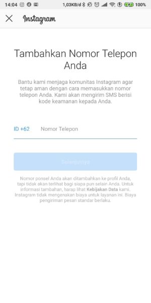 Masukkan nomer hp