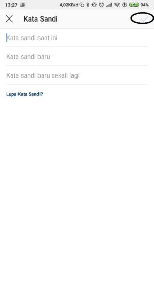 masukkan sandi lama dan sandi baru