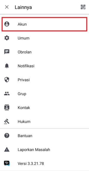 Cara menghapus akun BBM kamu 2 pilih menu “Akun” untuk masuk ke pengaturan akun BBM