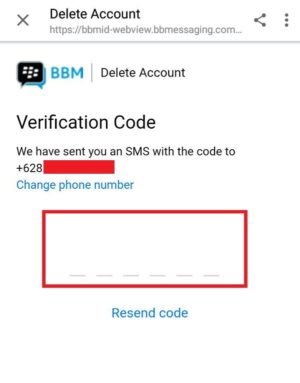Cara menghapus akun BBM kamu 5 tampilan saat melakukan verifikasi kode
