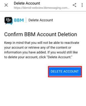 Cara menghapus akun BBM kamu 6 halaman konfirmasi penghapusan akun BBM