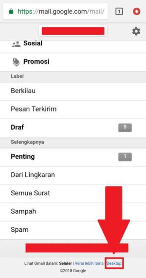 Mengubah tampilan Gmail menjadi versi Desktop