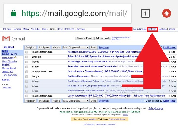 gmail versi desktop di hp jadi keliatan super kecil tulisannya